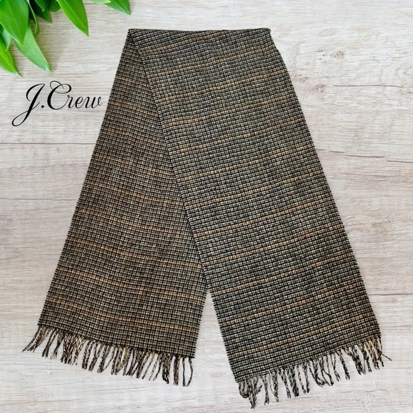 J.Crew RARE 100% cashmere Scottish houndstooth plaid long scarf with fringe - Picture 5 of 9